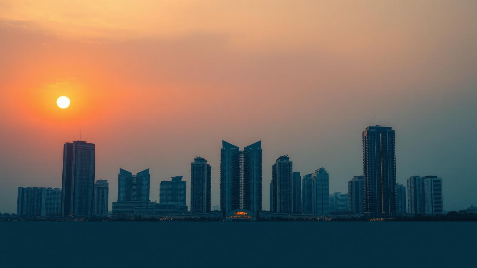 Indian city skyline at sunset representing the future real estate ecosystem